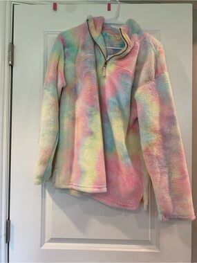 ODDY Pastel Tie-Dye Plush Half-Zip Pullover Jacket